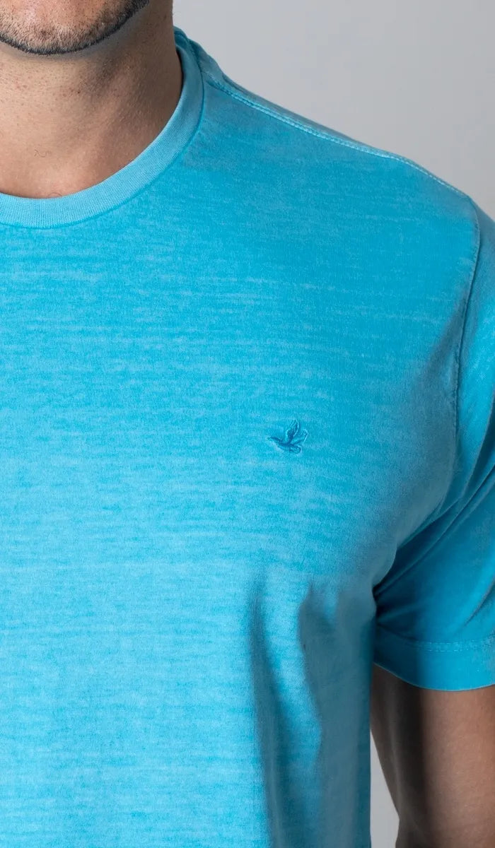 T-Shirt Gola Careca Com Bordado AZUL
