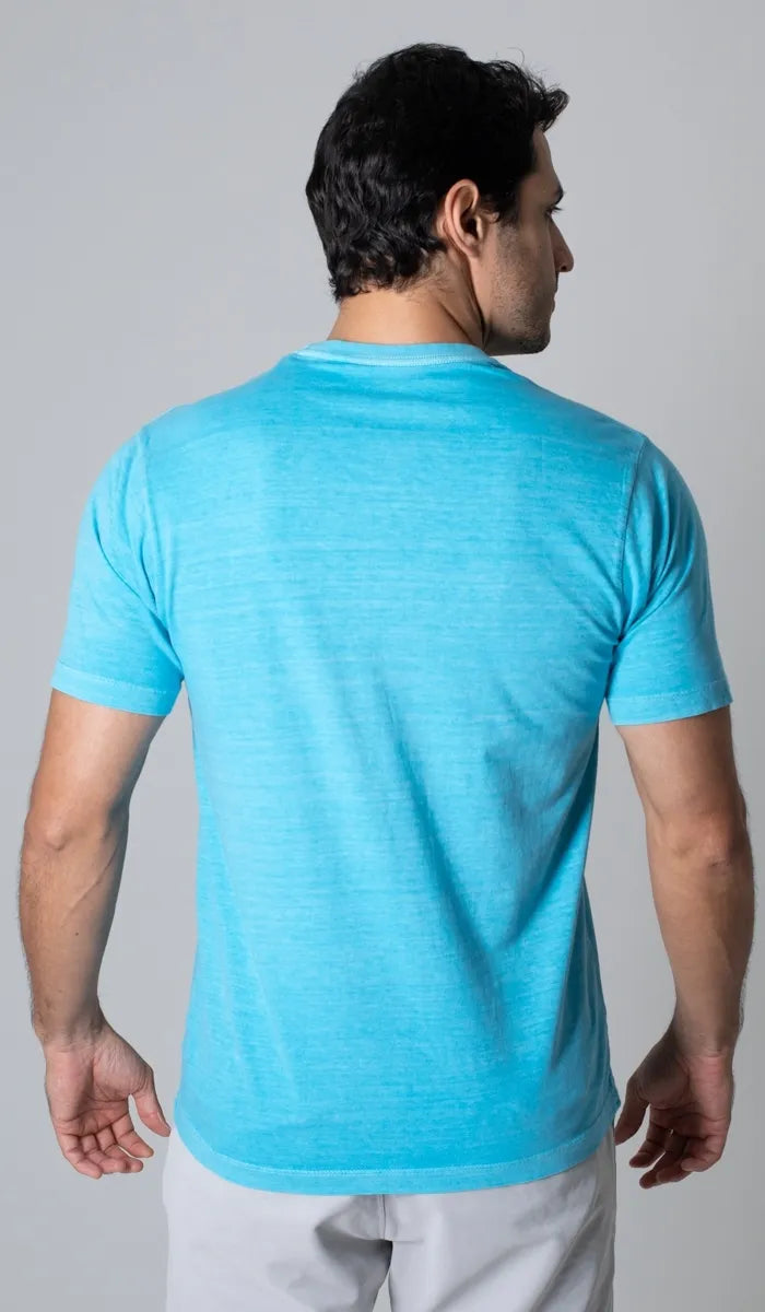 T-Shirt Gola Careca Com Bordado AZUL