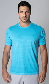 T-Shirt Gola Careca Com Bordado AZUL