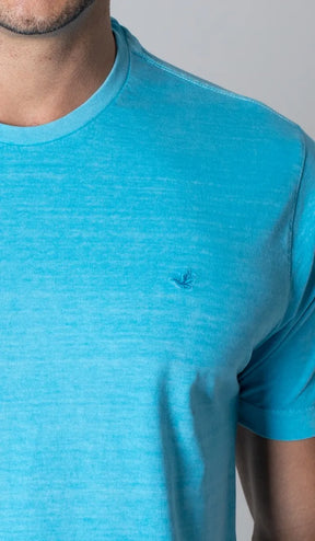 T-Shirt Gola Careca Com Bordado AZUL